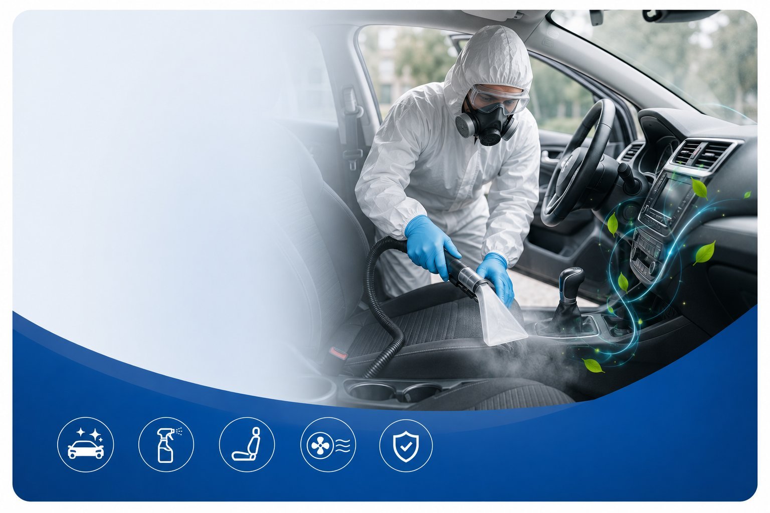 Car sanitization Galați Romania - Deep car interior cleaning with ULV cabin disinfection NEDWASH BioSafe